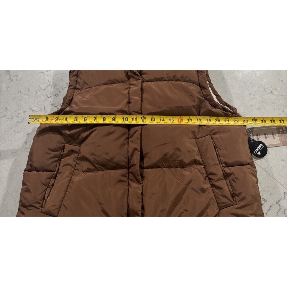 NWT Ci Sono Padded Puffer Vest Womens XL Camel Brown Faux Fur Sherpa Lined - Picture 9 of 12